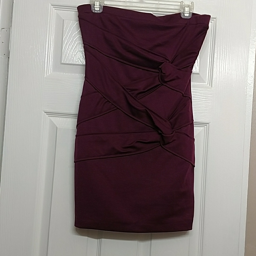 Strapless purple dress